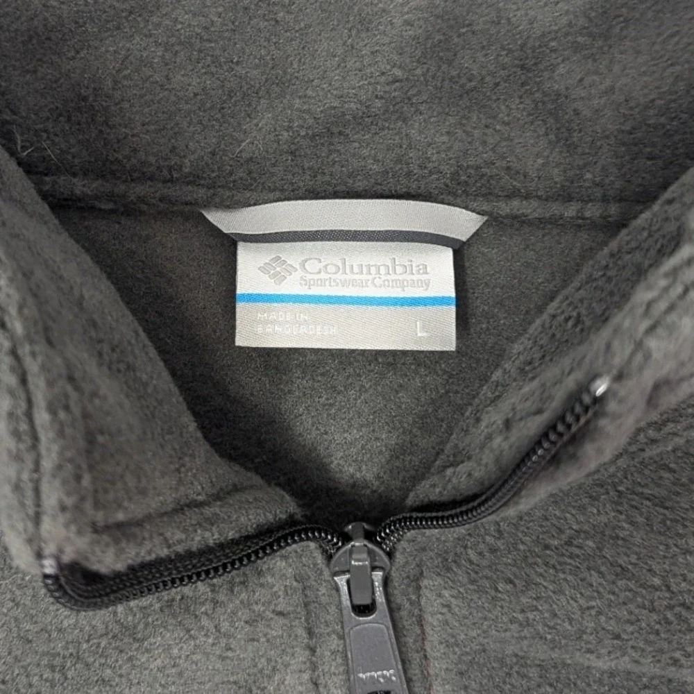 Columbia Men Granite Mountain Fleece Jacket Red Grey Size L Full Zip Lightweight